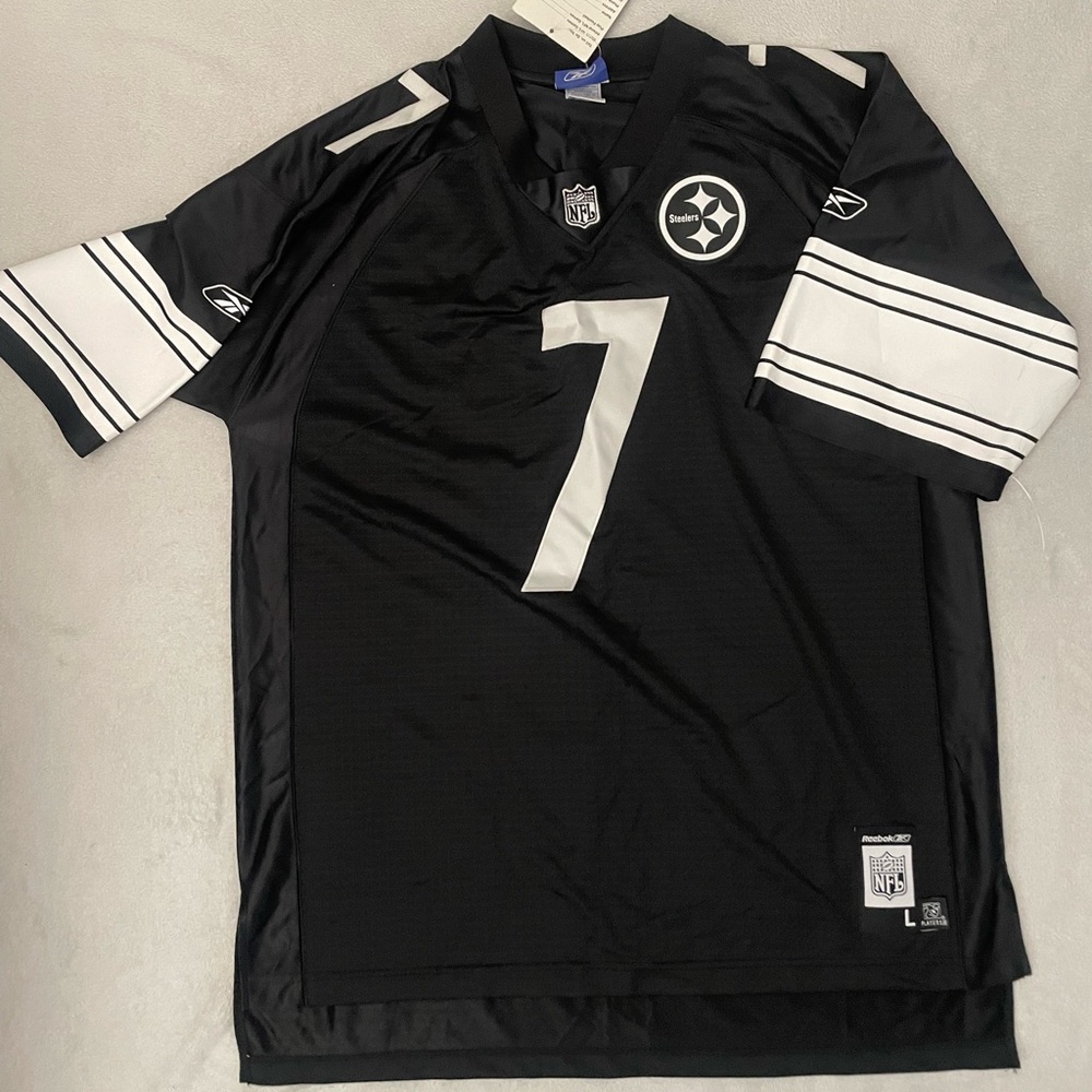 Men's Black and White NFL Steelers Roethlisberger Jersey